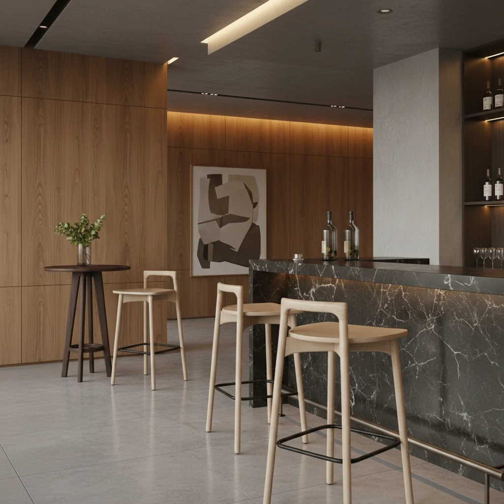 Banqueta Wood Madeira WO-101: Elegância Natural e Conforto para Ambientes de Alto Padrão