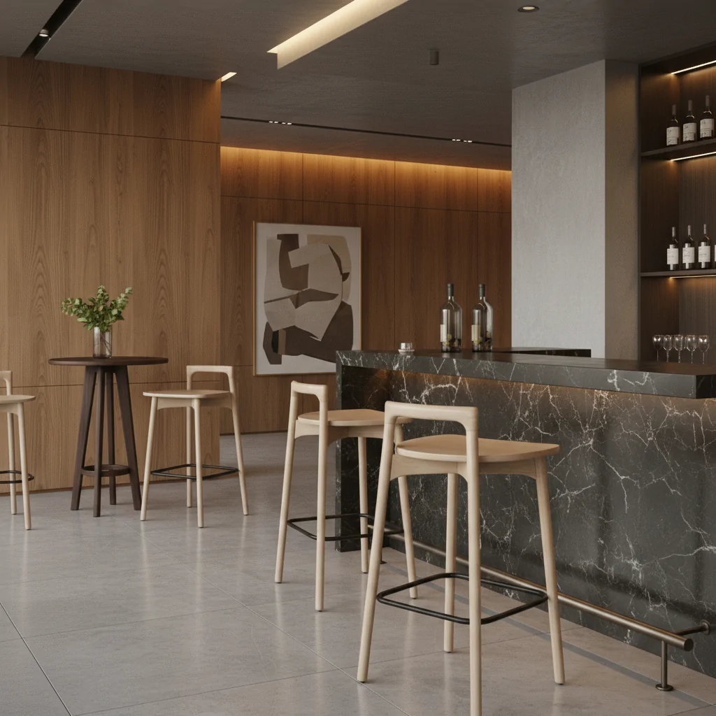 Banqueta Wood Madeira WO-101: Elegância Natural e Conforto para Ambientes de Alto Padrão