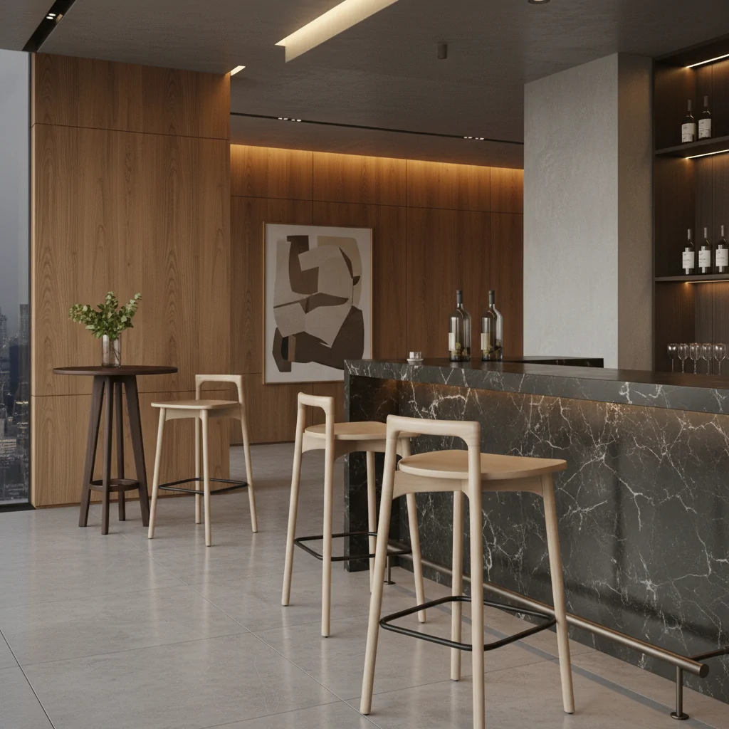 Banqueta Wood Madeira WO-101: Elegância Natural e Conforto para Ambientes de Alto Padrão