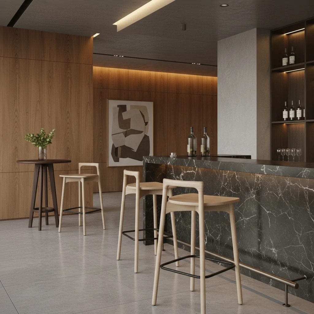 Banqueta Wood Madeira WO-101: Sofisticação e Conforto para Ambientes de Alto Padrão