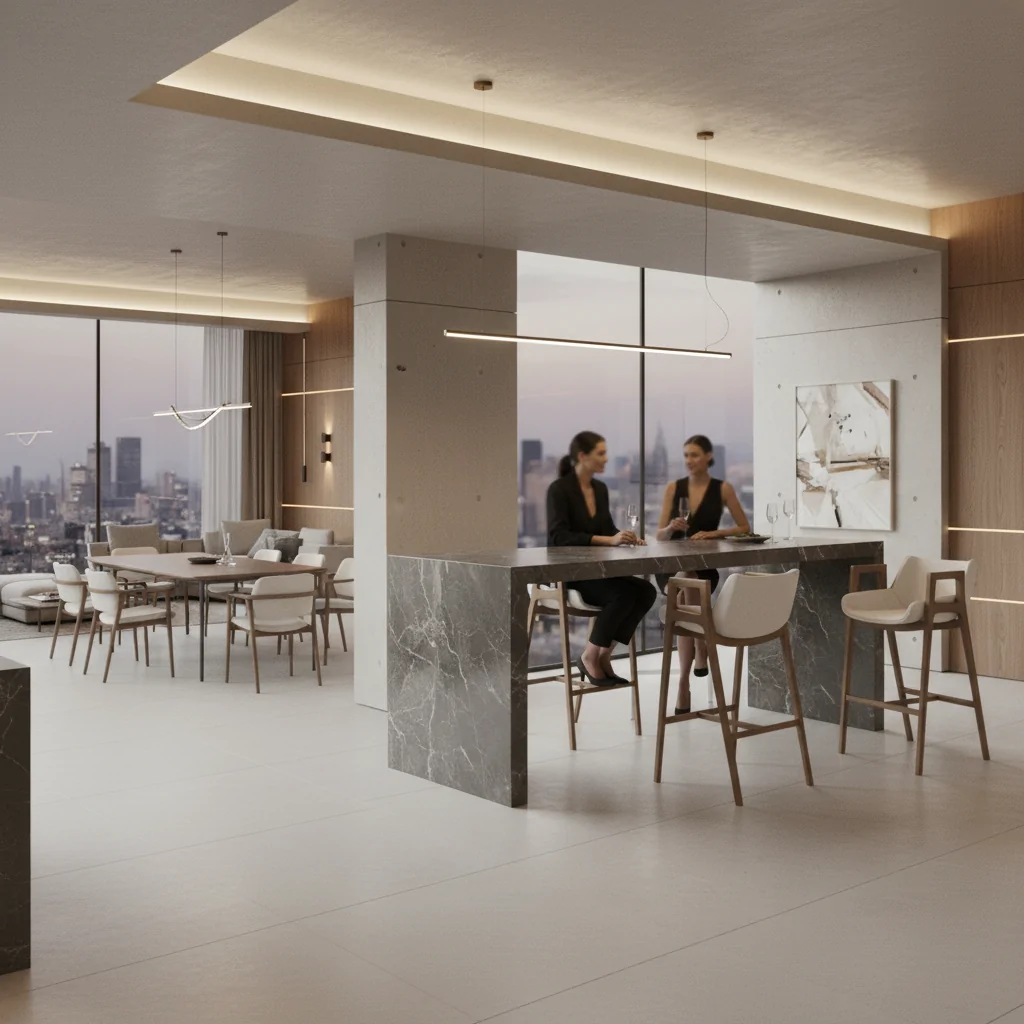 Banqueta Gris Madeira: Sofisticação e Conforto para Ambientes de Alto Padrão