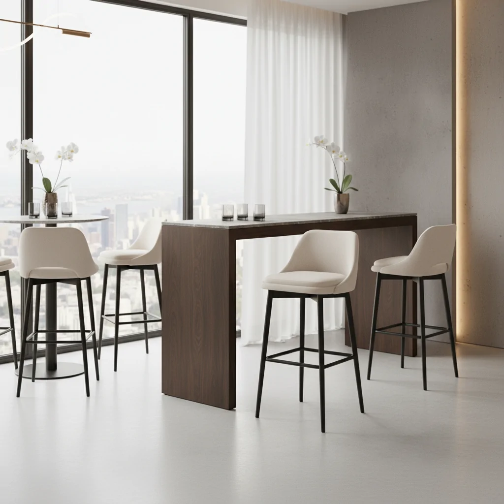 Banqueta Brasil Madeira BRA-101: Elegância Orgânica para Ambientes de Alto Padrão