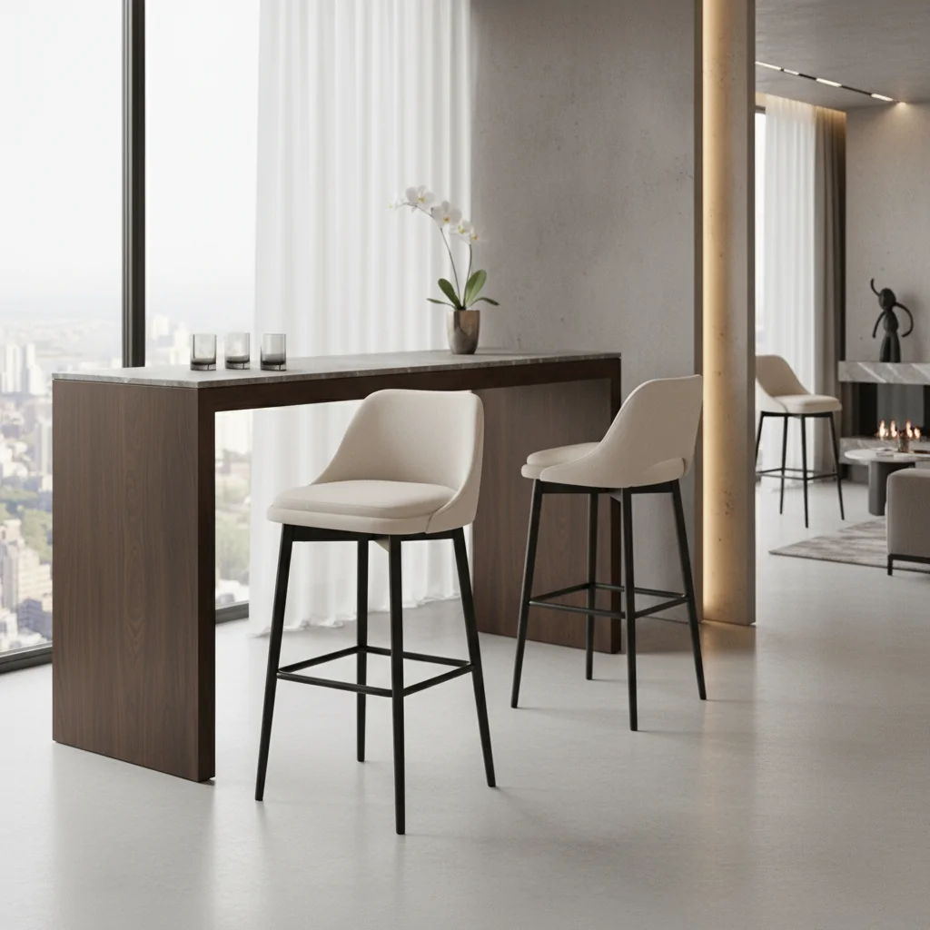 Banqueta Brasil Madeira BRA-101: Elegância Natural e Design Orgânico para Ambientes Sofisticados