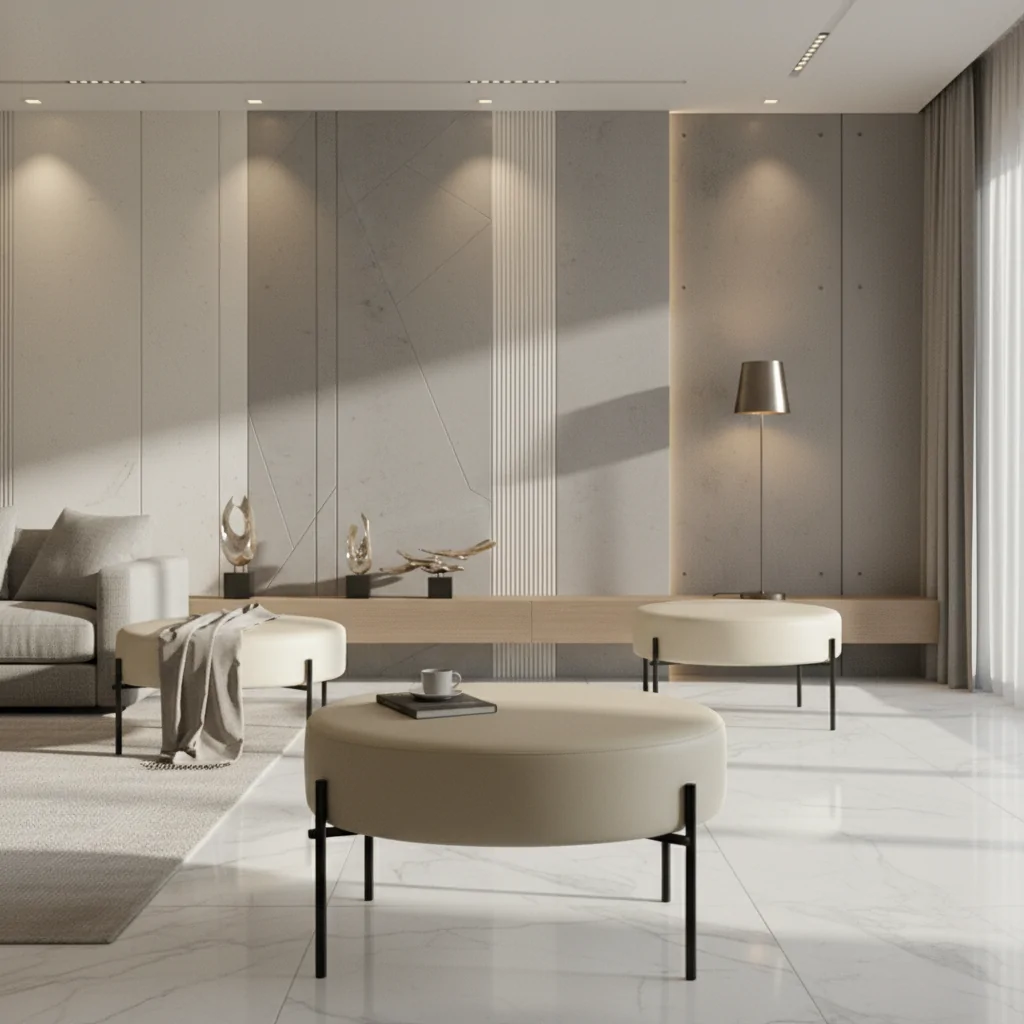 Puff Gio Aço Carbono: Conforto e Sofisticação para Ambientes de Alto Padrão